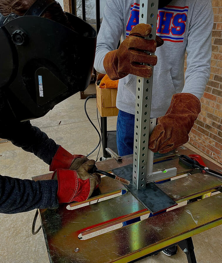 Welding the tower Welding the tower